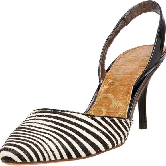 Sam Edelman Orly Calf Hair Zebra Slingback Pumps - Picture 2 of 15